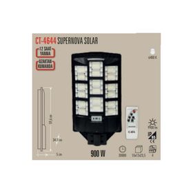 Cata CT-4644 900W 6400K Solar Armatür Led Bahçe Projektör
