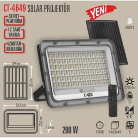 Cata CT-4649 200W 6400K Beyaz Kumandalı Solar Led Projektör