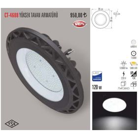 Cata CT-4688 120W Beyaz Işık 6400K Yüksek Tavan Armatürü