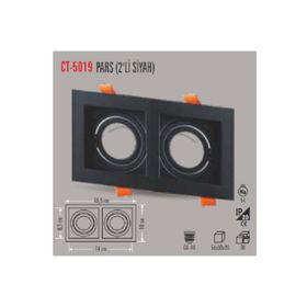 Cata CT-5019 Pars 2'li Siyah Kasa 2x7W Boş Kasa Spot