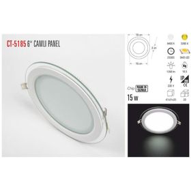 Cata CT-5185 15 Watt Yuvarlak Camlı Led Panel Armatür