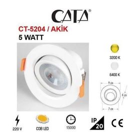 Cata CT 5204 Akik 5 Watt Beyaz Gövde Cob Led Armatür