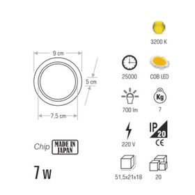 Cata CT-5226 7 Watt Mercan Cob Led Armatür