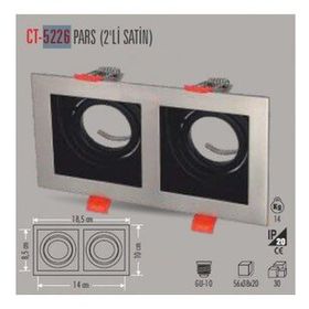 Cata CT-5226 Pars Kare 2'li Satin Spot Kasası