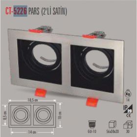 Cata CT-5226 Pars Kare 2'li Satin Spot Kasası