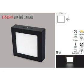 Cata CT-5234 S 18W Siyah Sıva Üstü 6400K Beyaz Led Panel