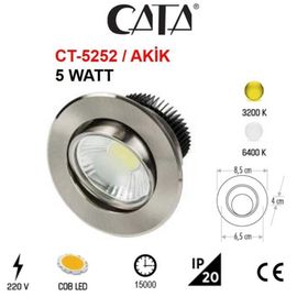 Cata CT 5252 3 Adet 5W Günışığı 3200k Satin Gövde Led Spot