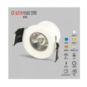 Cata CT-5270G 1.5W 3200K Günışığı Power Ledli Yıldız Spot Armatür