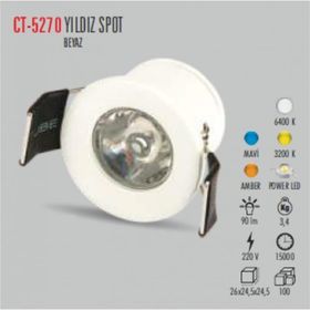 Cata CT-5270G 1.5W 3200K Günışığı Power Ledli Yıldız Spot Armatür