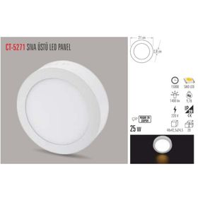Cata CT-5271 25W Sıva Üstü 3200K Gün Işığı Led Panel