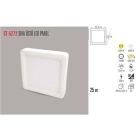 Cata CT-5272 25W Sıva Üstü 3200K Gün Işığı Led Panel