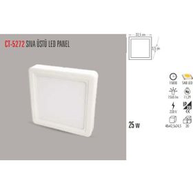 Cata CT-5272 25W Sıva Üstü 6400K Beyaz Led Panel