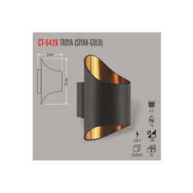 Cata Ct-5426 Gu-10 Duylu Troya Siyah-Gold Dekoratif Armatür