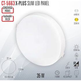 Cata CT-5663B 35 W Beyaz Işık Yüksek Lümen Ayarlanabilir Montaj Çaplı X Plus Led Panel
