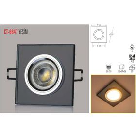 Cata Ct-6647 Gu-10 Duylu Yeşim Dekoratif Cam Spot