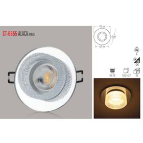 Cata Ct-6655 Gu-10 Duylu Alaca Aynali Dekoratif Cam Spot