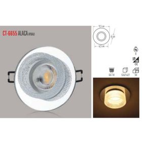 Cata Ct-6655 Gu-10 Duylu Alaca Aynali Dekoratif Cam Spot