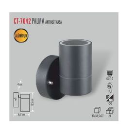 Cata CT-7042 GU-10 Palma Antrasit Tek Taraflı Bahçe Armatürü
