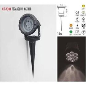 Cata CT-7304Y 12 W Yeşil Led Solar Bahçe Armatür