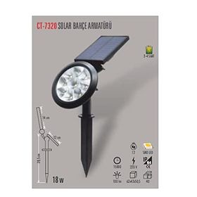 Cata CT-7320 18W Günışığı Şarjlı Solar Bahçe Armatürü
