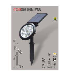 Cata CT-7320 18W Günışığı Şarjlı Solar Bahçe Armatürü