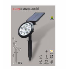 Cata CT-7320 18W Günışığı Şarjlı Solar Bahçe Armatürü