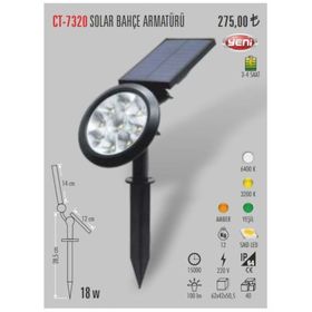 Cata CT-7320 B 18W Beyaz Solar Bahçe Armatürü