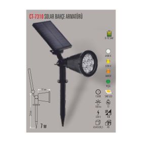 CATA000563 Cata 7W Solar Çim Kazığı Bahçe Armatürü 6400K Beyaz Ct-7310