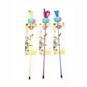 Catlife Peluş Toplu Zilli Karışık Renk 40 cm Kedi Oltası Oyuncağı