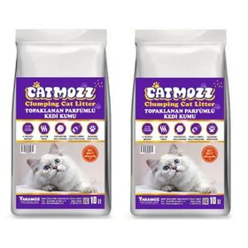 CatMozz 2x10 lt Premium İnce Taneli Topaklanan Özel Parfümlü Aktif Karbonlu Bentonit Kedi Kumu