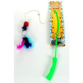 CatMozz 50 cm Özel Tüylü Zilli Funny Plastik Saplı Kedi Oyuncağı Oltası