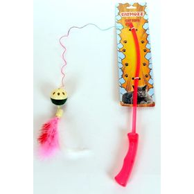 CatMozz 50 cm Özel Tüylü Zilli Plastik Toplu Plastik Saplı Kedi Oyuncağı Oltası