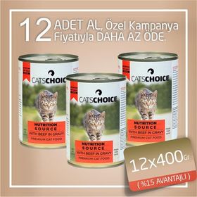 Cat's Choice Biftekli Kıyılmış 12x400 gr Yetişkin Kedi Konservesi