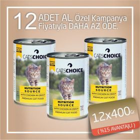 Cat's Choice Tavuklu Kıyılmış 12x400 gr Yetişkin Kedi Konservesi