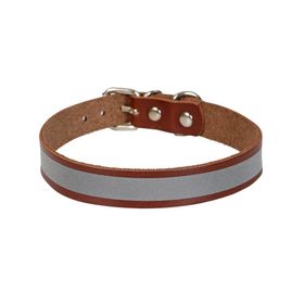 Cattie 1.5 x 28-32 cm Kahverengi Reflektörlü Deri Kedi Boyun Tasması