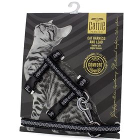 Cattie 40 cm Siyah Premium Desenli Dokumadan El Yapımı Kedi Göğüs Takımı