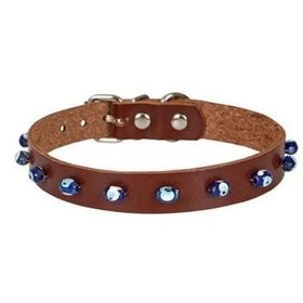 Cattie Boncuklu Deri Küçük Irk Kahverengi Xlarge 1.5x26-30 cm Köpek ve Kedi Boyun Tasması