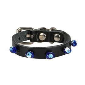 Cattie Boncuklu Deri Küçük Irk Siyah Xsmall 1x12-16 cm Köpek ve Kedi Boyun Tasması