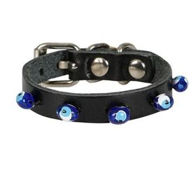 Cattie Boncuklu Deri XS 1x14-18 cm Siyah Kedi Boyun Tasması