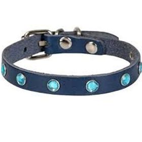 Cattie Gerçek Deriden Taşlı Royal Mavi Medium 1x20-23 cm Kedi Boyun Tasması