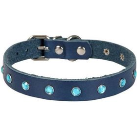 Cattie Gerçek Deriden Taşlı Royal Mavi Xlarge 1.5x26-31 cm Kedi Boyun Tasması