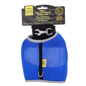 Cattie Mavi 1x25x35 cm Havalı Dokuma Kedi Göğüs Gezdirme Takımı