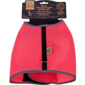 Cattie Pembe Large 1.5x30-40 cm Havalı Dokuma Kedi Göğüs Gezdirme Takımı