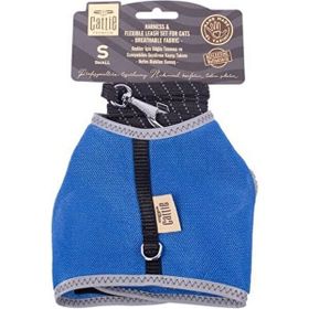 Cattie Royal Mavi Small 1x20-30 cm Havalı Dokuma Kedi Göğüs Gezdirme Takımı