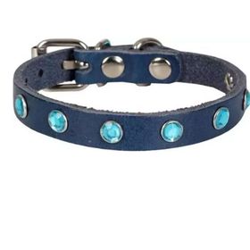 Cattie Taşlı Deri Royal Mavi 1.2x23-28 cm Kedi Tasması