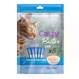 Catty Bistro 5x14 gr Ton Balıklı ve Karides Yetişkin Kedi Krema Ödülü