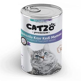 Catzo Premium 400 gr Somonlu Parça Etli Kısırlaştırılmış Kedi Konservesi