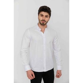 Cazador 2059 Erkek Oxford Düz Renk Basıc Beyaz Gömlek