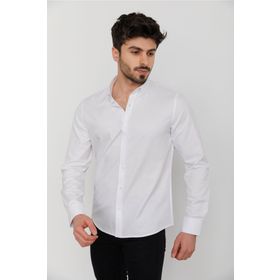 Cazador 2059 Erkek Oxford Düz Renk Basıc Beyaz Gömlek
