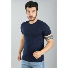Cazador 4163 Lacivert Orta Bisiklet Yaka Erkek T-shirt